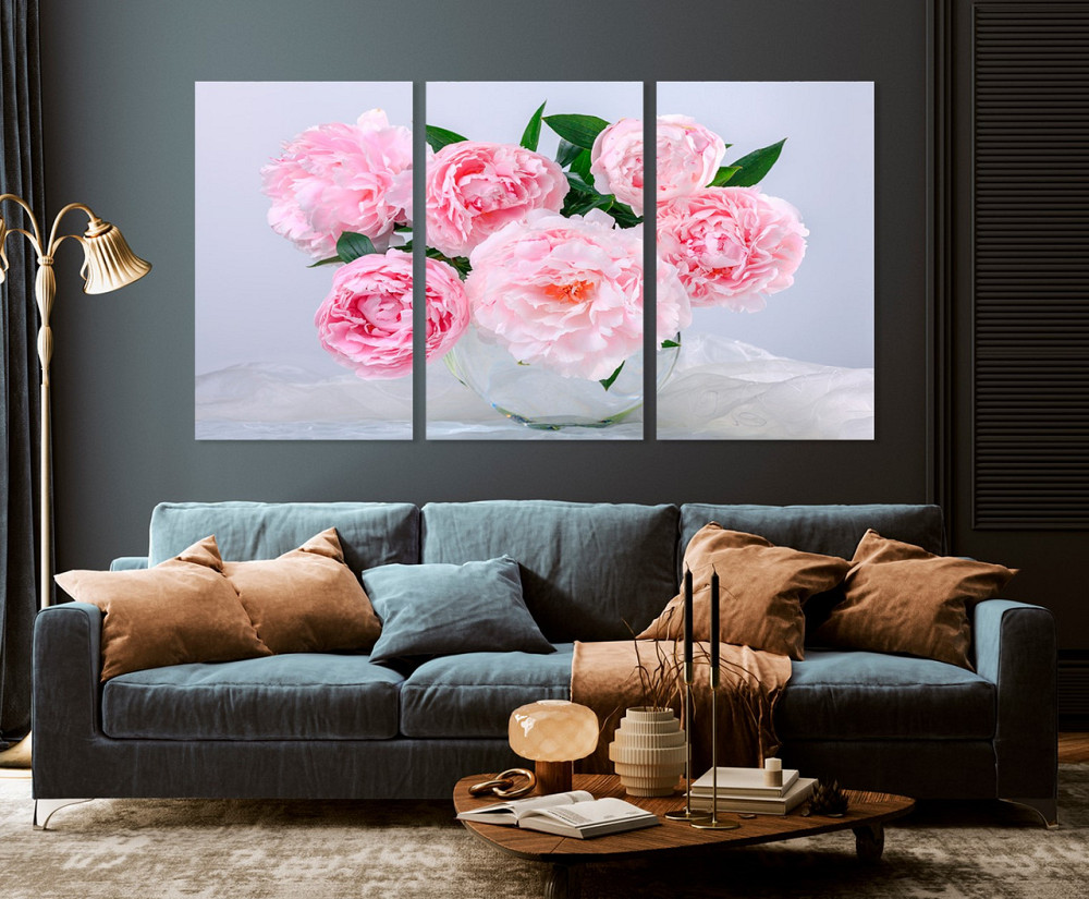 Модульная картина в гостиную / спальню   Піони  ART-221_3A 70х130 см Киев - изображение 3