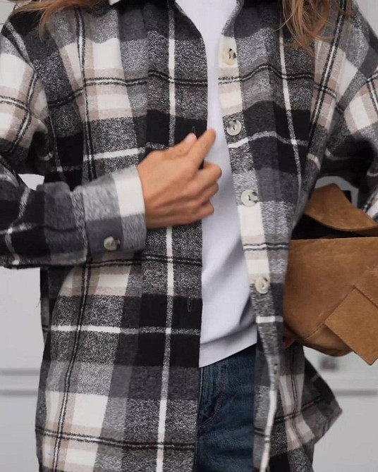 Женская стильная принтованная рубашка в клетку турецкий кашемир Одесса - изображение 5