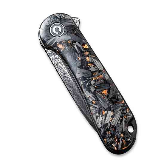 Ніж складаний кишеньковий Civivi Elementum, (7.5 см) Damascus / Carbon Fiber чорний Киев