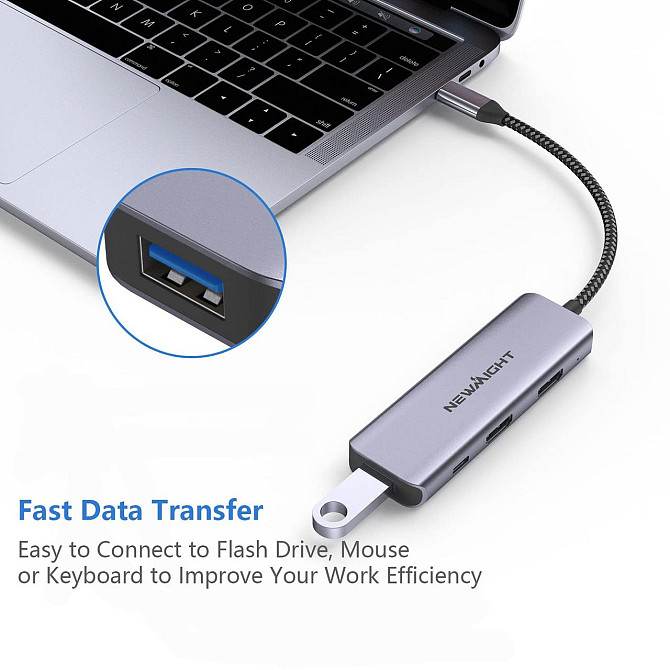 Адаптер Newmight 4в1 USB-C хаб на два HDMI 4K@30Hz із зарядкою PD 100W, порт USB-A, для двох монітор Київ - фото 7