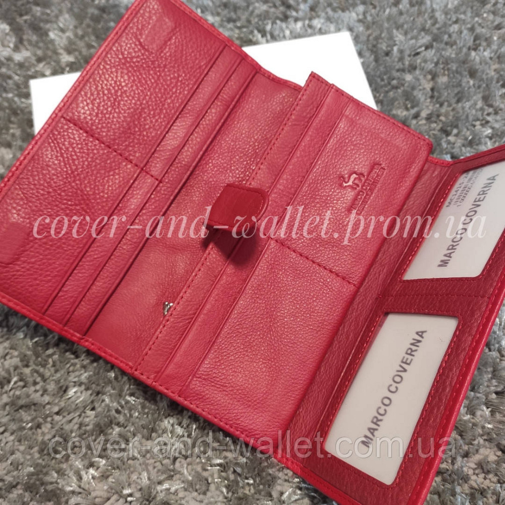 Червоний шкіряний жіночий гаманець для купюр і карток Marco Coverna MC 1415-2 Київ - фото 1