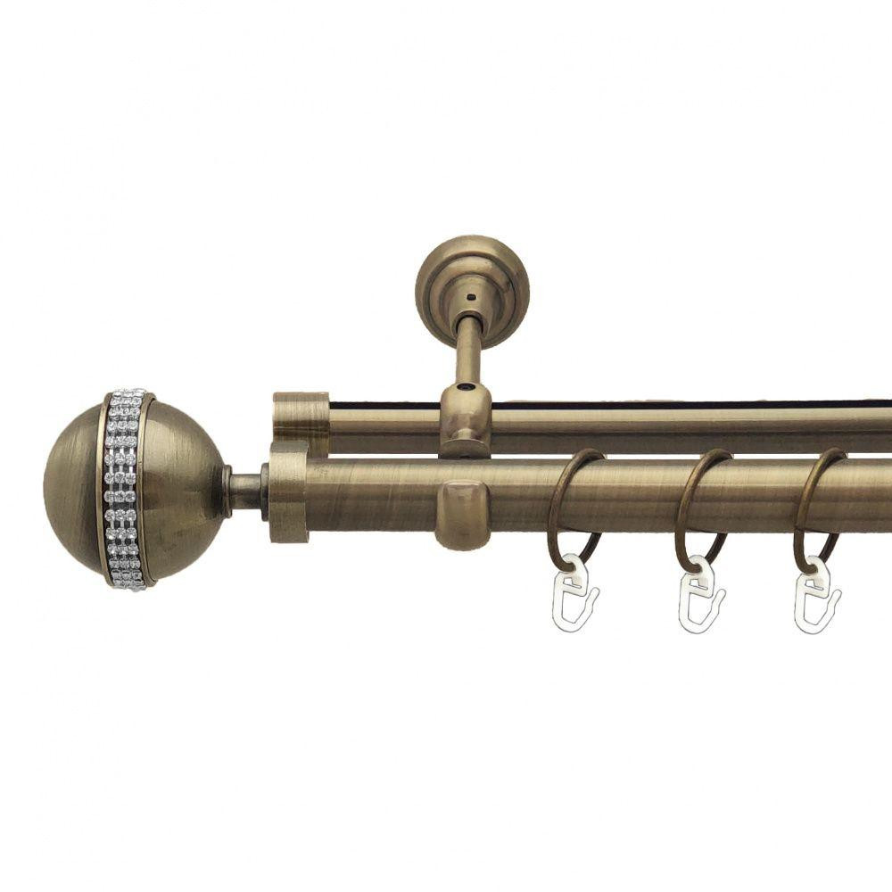 Карниз Orvit Авея металевий дворядний опозитний гладка \ профільна труба кільце металеве Антик 25\19 мм 240 см (7524034) Львів - фото 1