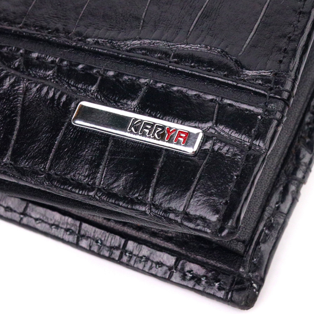 Оригінальне портмоне для чоловіків з натуральної шкіри з тисненням під крокодила KARYA 21325 Чорний Київ - фото 5