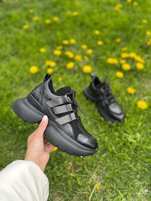 Molly Кросівки жіночі MOLLY 819 чорні (весна-осінь, шкіра+замша натуральна) (5162) 37р.38р.39р. Коломыя - изображение 1