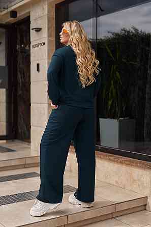 Жіночий трикотажний костюм зі штанами палаццо "Alicante"  | Норма і батал Смарагдовий, 54-56 Київ