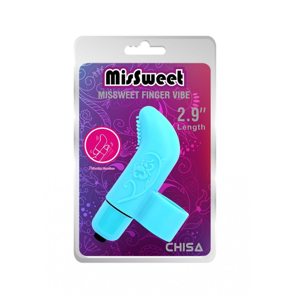 Вибратор на палец с рельефом Chisa MisSweet Finger Vibe, голубой Sex Aura Киев - изображение 5