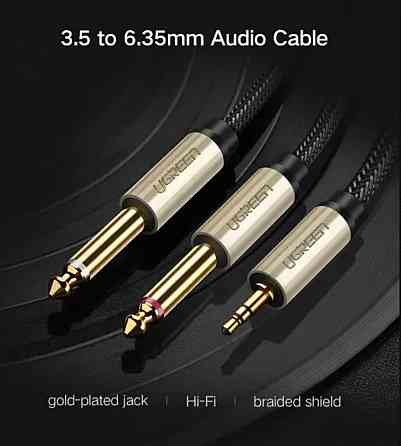 Аудіо кабель UGREEN AV126 3.5mm TRS to Dual 6.35mm TS Audio Cable 2m (Gray)(UGR-10615) (UGR-10615) Київ