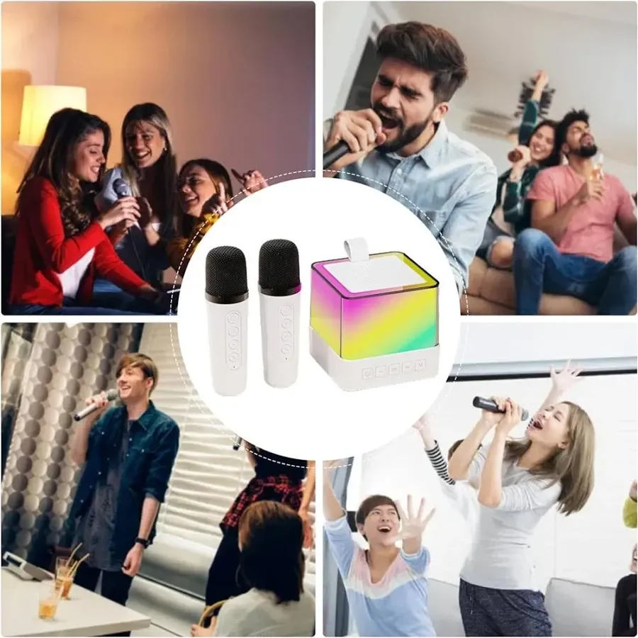 Дитяча караоке-колонка K18 з RGB-підсвічуванням, Bluetooth 5.1, 2 мікрофони, FM, USB, акумулятор Одеса - фото 4