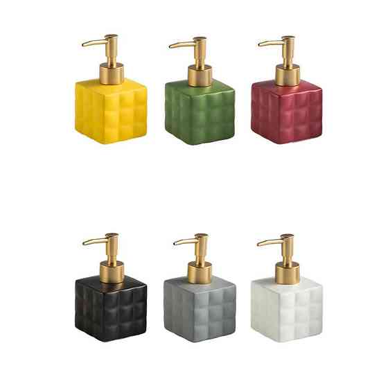 Дозатор для рідкого мила керамічний, диспенсер мила для ванної кумнати та кухні Жовтий Кам'янець-Подільський