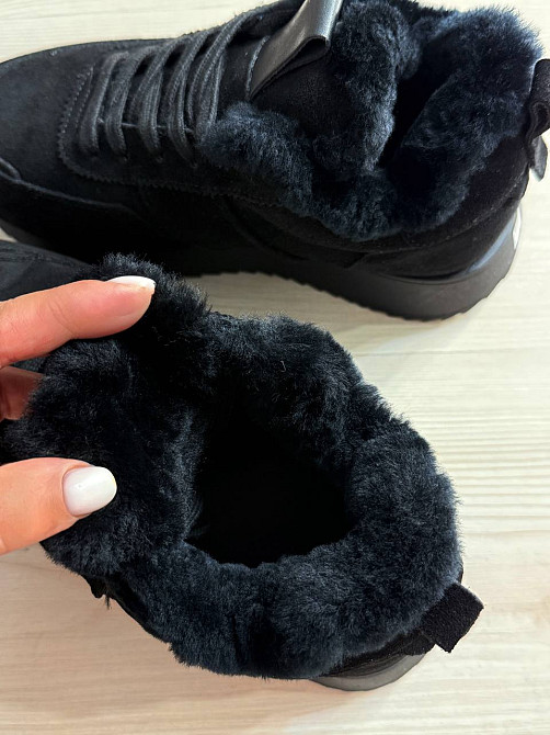 Кросівки жіночі Hengji U-1 натуральна замша утеплені хутром чорні, 39, 24,5 см Київ - фото 7