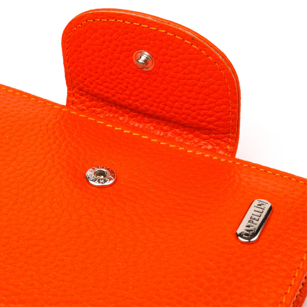 Уникальный вертикальный кошелек из натуральной кожи CANPELLINI 21680 Оранжевый Киев - изображение 6