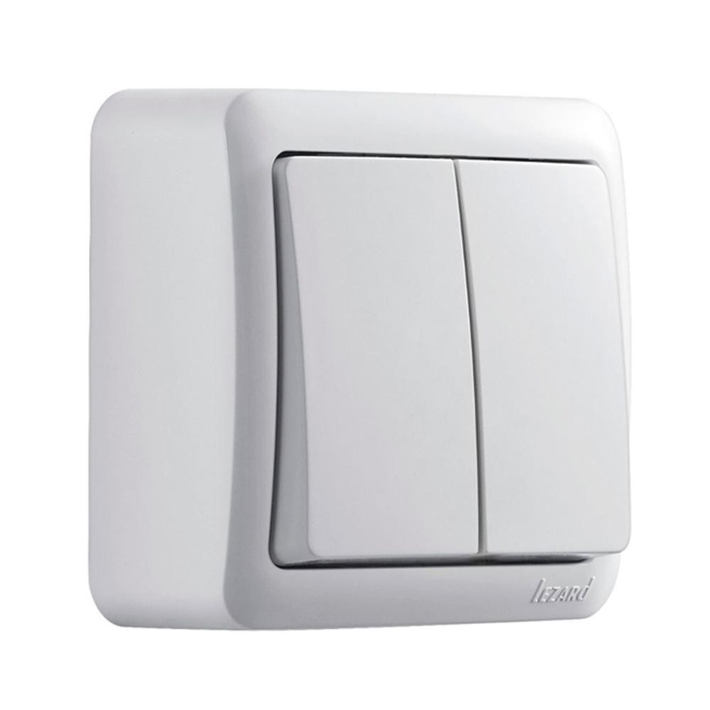 Вимикач VIOLA подвійний  білий Lezard Харків - фото 1