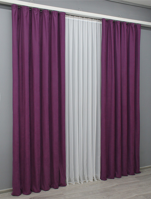 Комплект готових штор VR-Textil Нубук однотонний № 1513ш Фуксія 150х290 см 2 шт (33-0372) Київ - фото 4