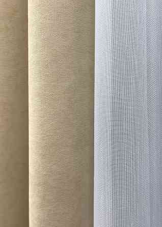 Комплект штор VR-Textil Мікровелюр SPARTA 200х270 2шт і Тюль 600х270 1192ш-1153т Бежевий з білим 71-121/7 Київ