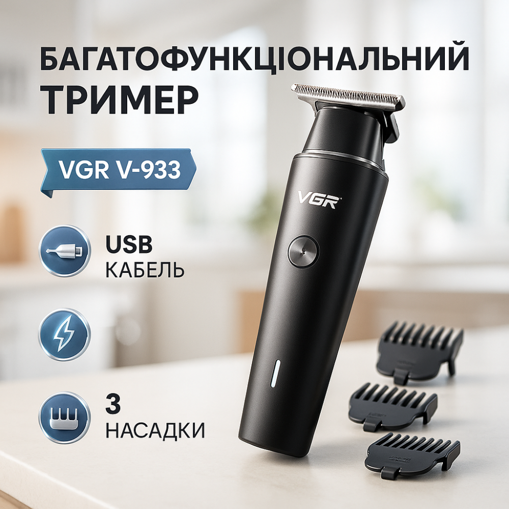 Машинка для стрижки акумуляторна з керамічними ножами VGR, Машинка для стрижки волосся і гоління XZ-29 Львів - фото 18