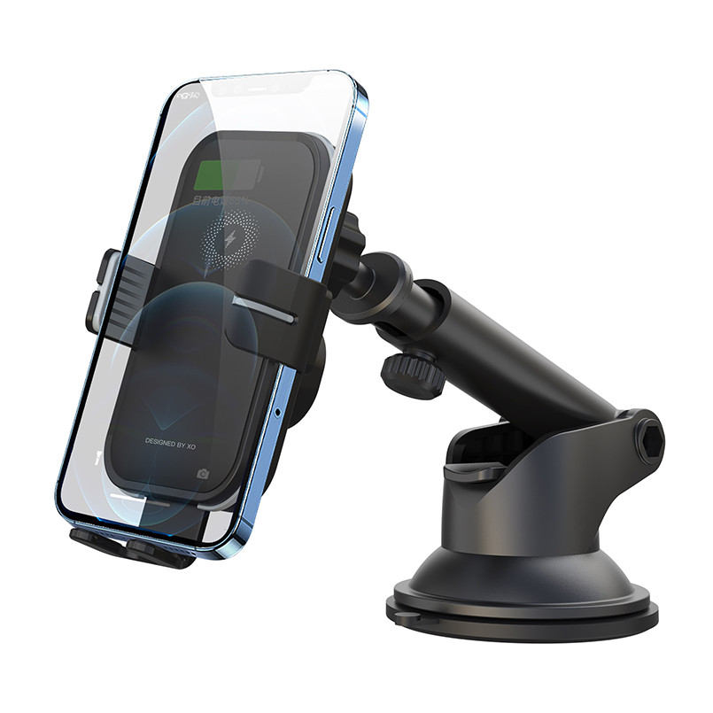 Тримач телефону автомобільний XO з бездротовою зарядкою WX027 15W Wireless Charger+Car Holder чорний Львів - фото 4