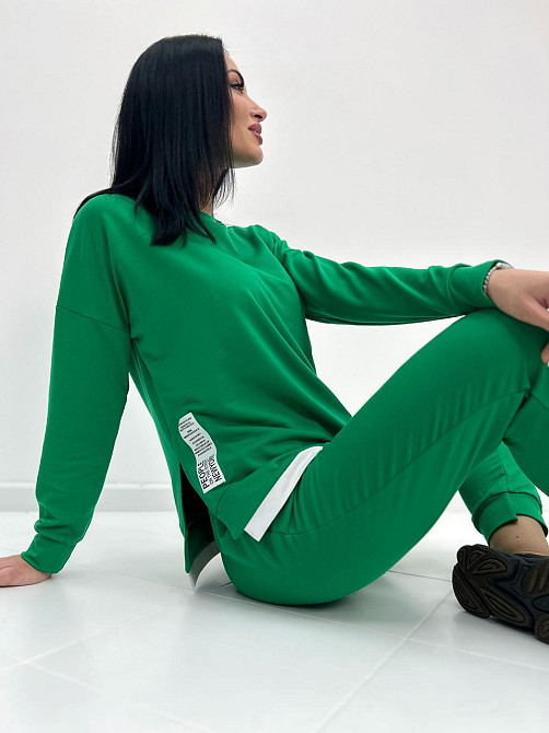 Трикотажний костюм-двійка "Spring" оптом | Норма | Розпродаж моделі 46-48, Зелений Київ - фото 2