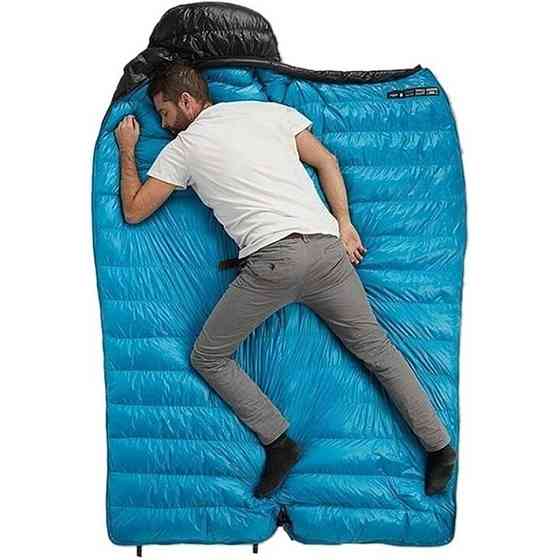 Спальний мішок із натуральним пухом Naturehike CW700 CNK2450WS048 Чорно-блакитний М Вінниця