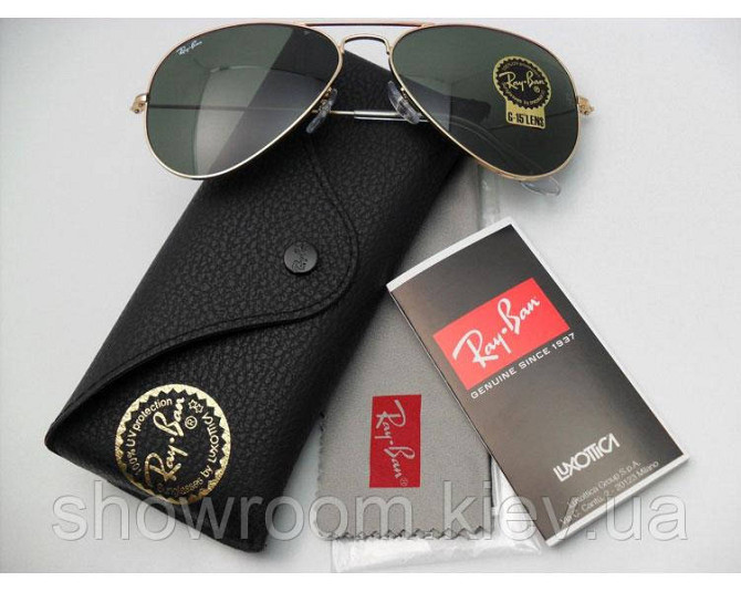 Чоловічі сонцезахисні окуляри Ray ban aviator 3025 (001/62) Lux Київ - фото 4