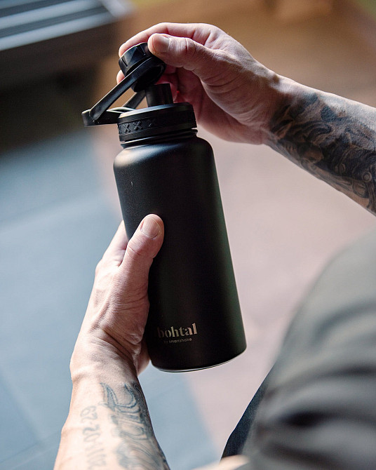 Пляшка для води металева з подвійною вакуумною ізоляцією Bohtal Insulated Sports Bottle 960 ml/32 oz Black Кам'янське - фото 7