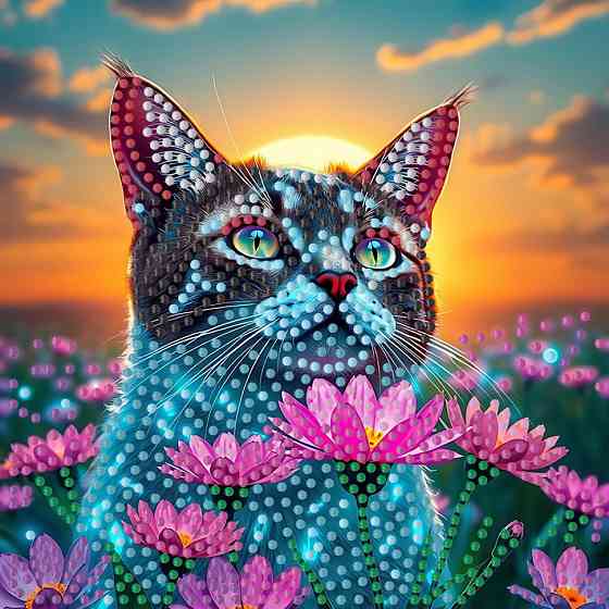 Алмазна мозаїка "Кіт у полі" ZAV1818-8, 18х18 см Вінниця