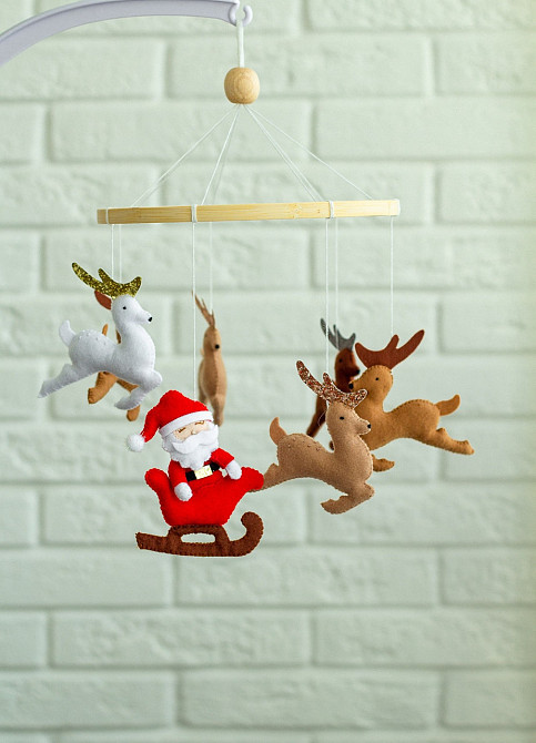 Дитячий музичний мобіль на ліжечко для немовлят WooolyWool «Санта» з 35 мелодіями Київ - фото 6