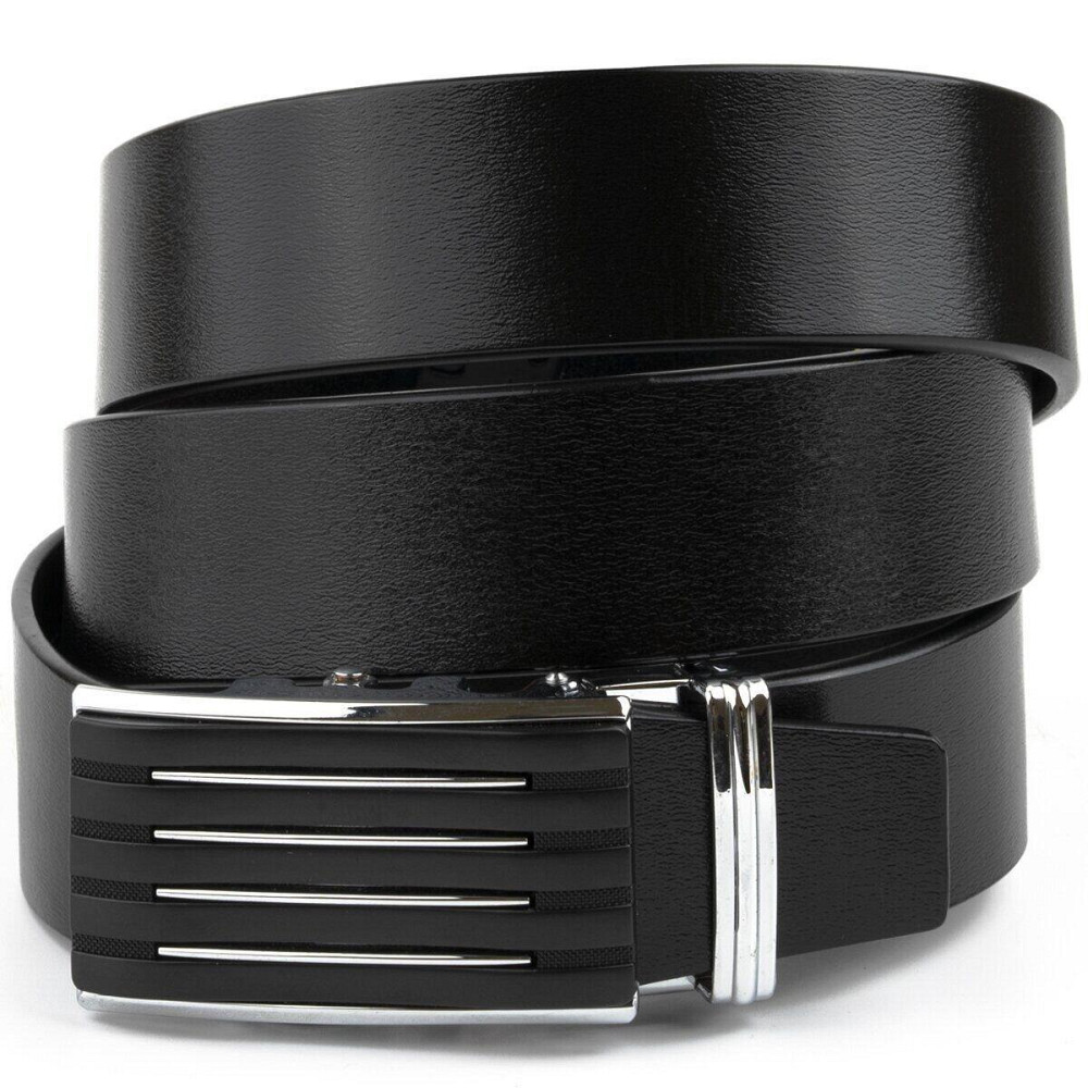 Ремінь чоловічий з автоматичною пряжкою смужка Vintage 20301 Чорний Київ - фото 1