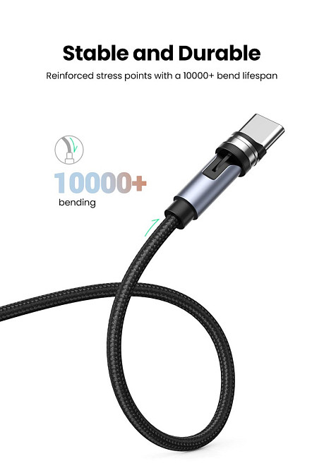 Магнитный зарядный кабель UGreen 540 Degree без наконечника (Черный, 1м) Николаев - изображение 8