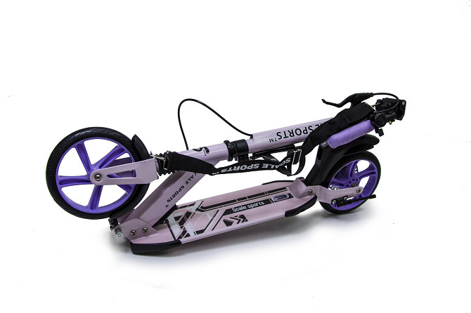 Детский самокат Scale Sports SS-04 + звоночек + ремень + подстаканник. Дисковый тормоз. Лиловый Одесса - изображение 7