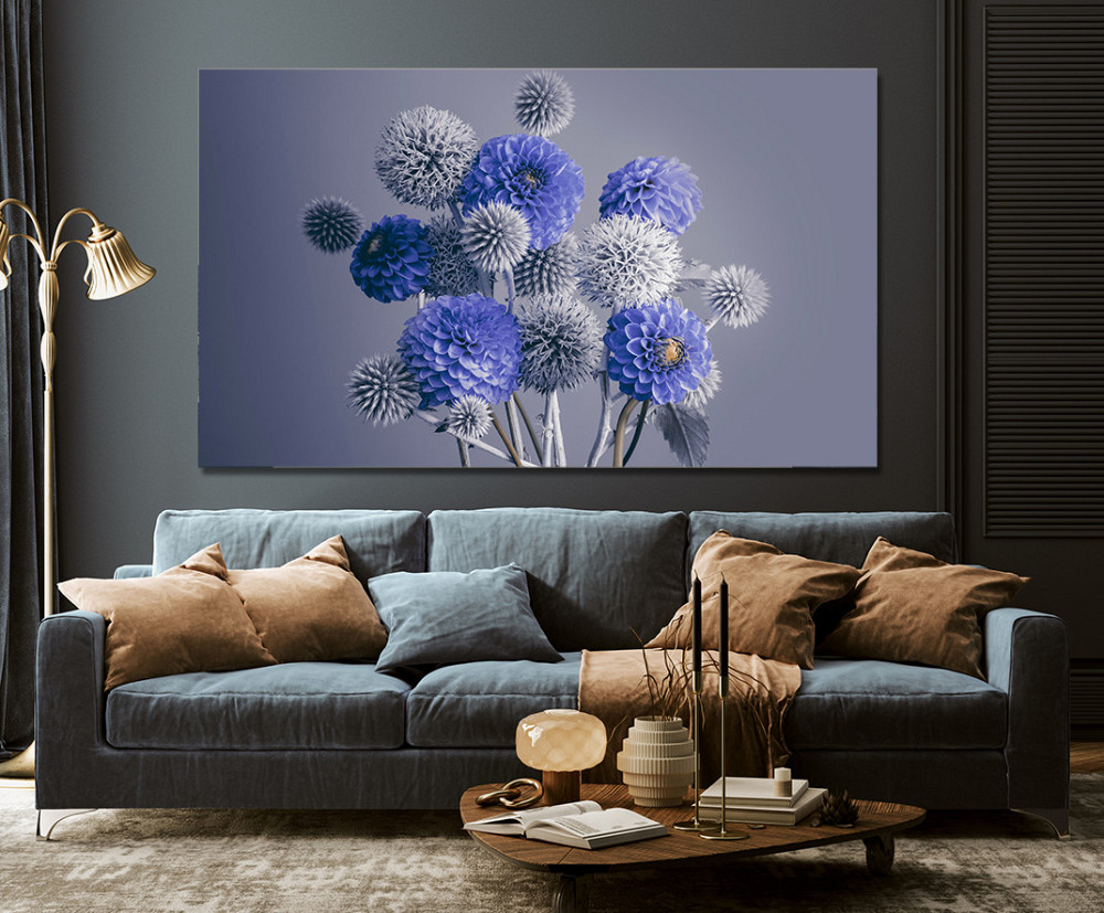 Картина холст в гостиную / спальню   Сині квіти    MLP_45 80х160см Киев - изображение 3