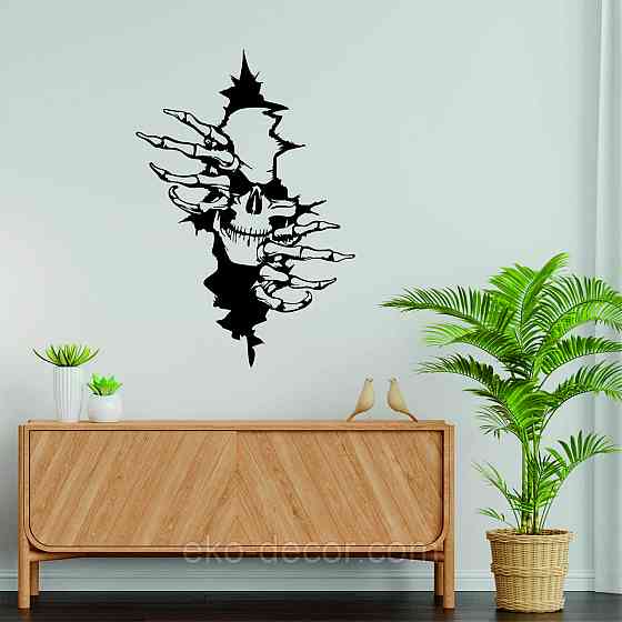 Декоративне настінне Панно «Скелет», Декор на стіну 70*48 см, Чорний Київ