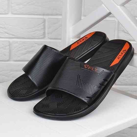 Шлепанцы мужские Fly Форсаж влагостойкие облегченные черные с оранжевым Киев