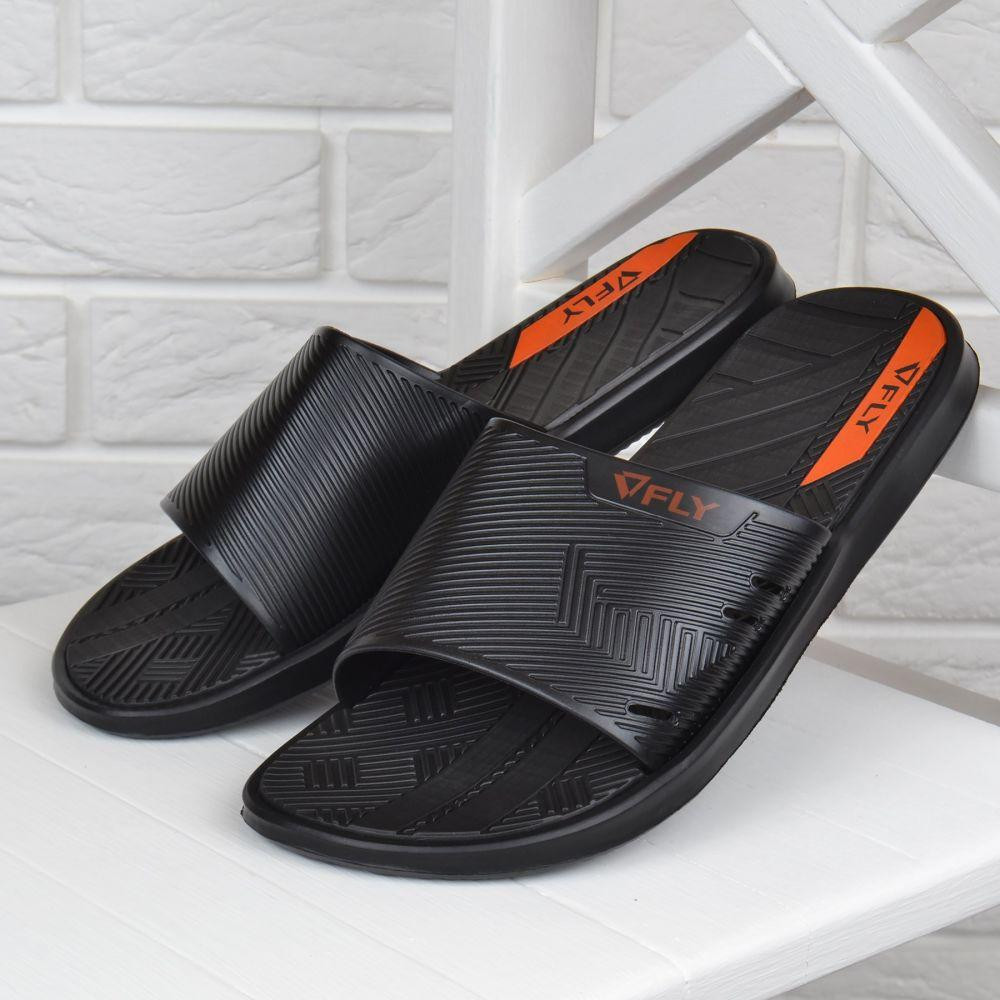 Шлепанцы мужские Fly Форсаж влагостойкие облегченные черные с оранжевым Киев - изображение 2