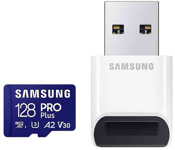 Картка пам'яті MicroSDXC 128 GB UHS-I/U3 Samsung Pro Plus R180/W130MB/s + OTG Card reader (MB-MD128SB/WW) ( 12411 ) Харків
