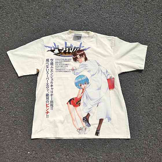 Футболка для мальчика с принтом аниме Евангелион Анима Лигхт Новел оверсайз (рост от 165 до 180 ) Черний Днепр