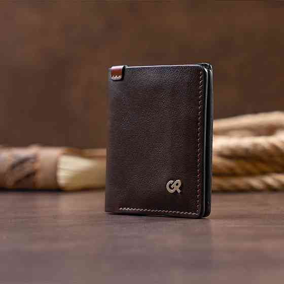 Вертикальне портмоне-кредитниця комбі в гладкій шкірі GRANDE PELLE 11328 Коричневе Київ