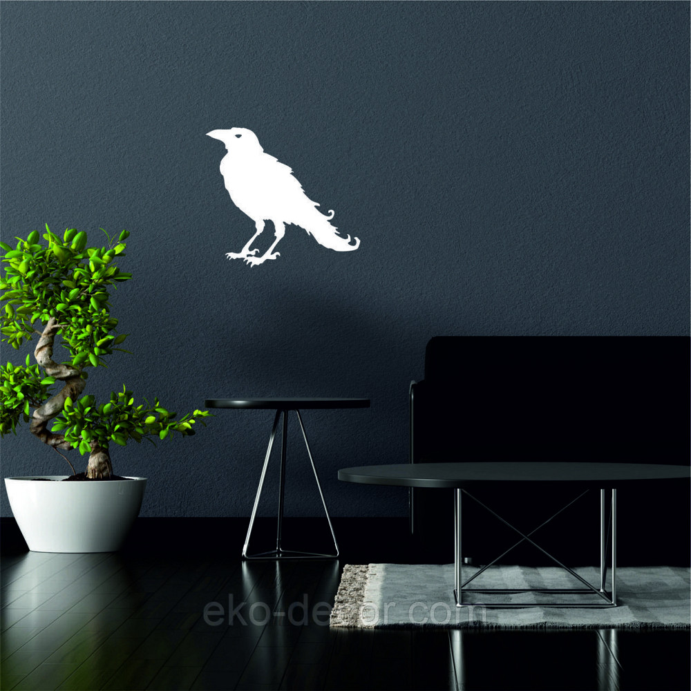 Декоративне настінне Панно «Ворон» Декор на стіну 50*45 см, Білий Київ - фото 2