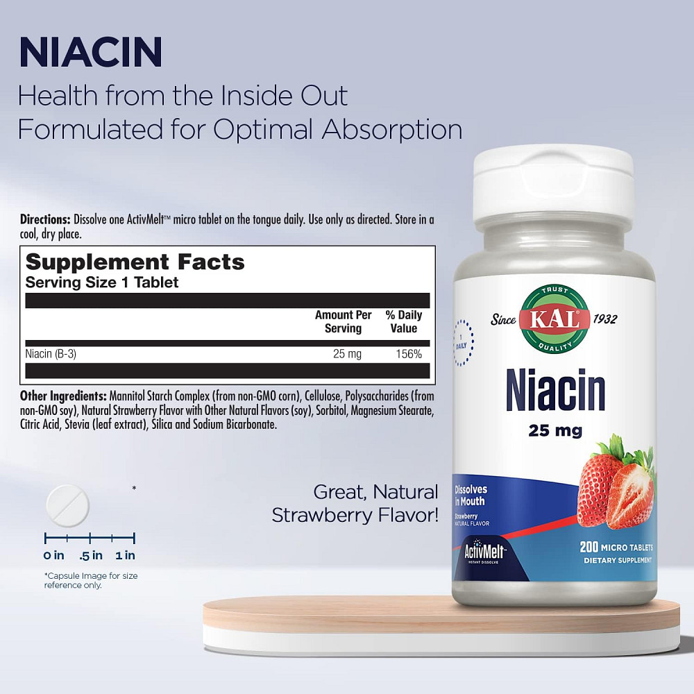 Niacin 25 mg 200 Micro Tablets (Strawberry) Луцьк - фото 2