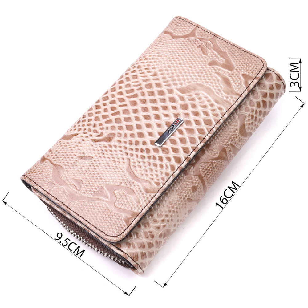 Чудовий жіночий портмоне з лакованої фактурної шкіри KARYA 21430 Бежевий Київ - фото 10