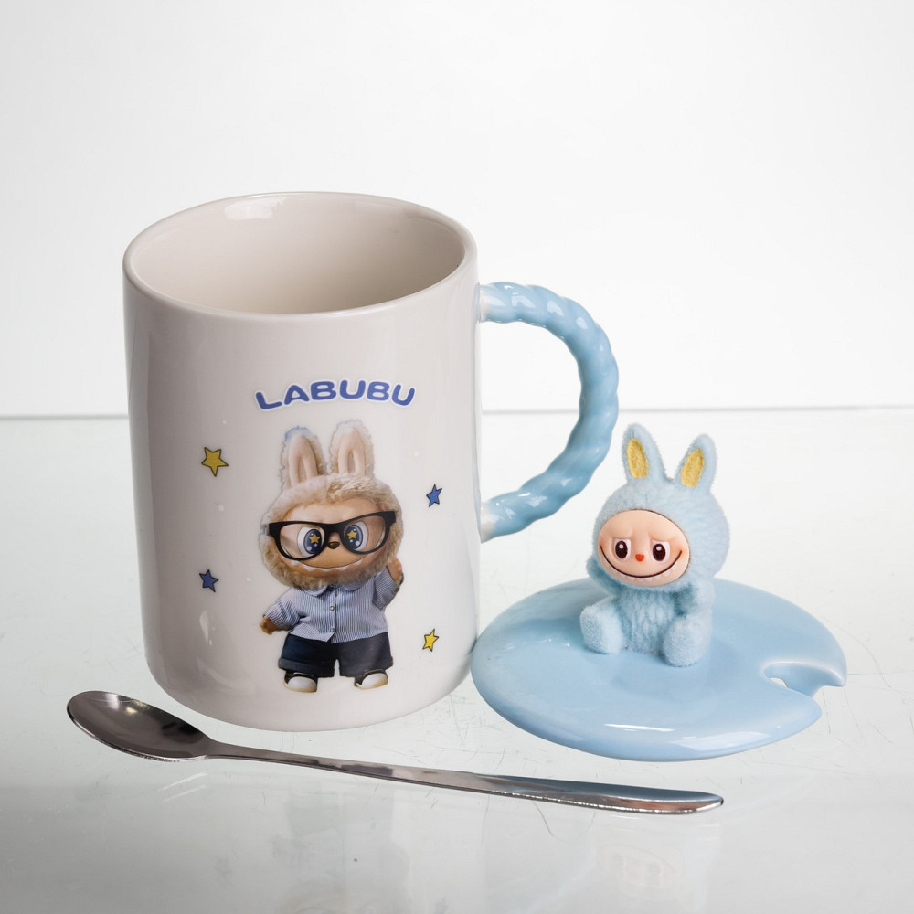 Yiwu Чашка порцелянова з кришкою і ложкою Labubu 400 (мл) подарункова кружка прикольна чашка дл Коломия - фото 3