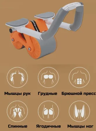 Тренажер для пресса / Колесо для спорта / Ролик для пресса с возвратным механизмом Синяя Коломия