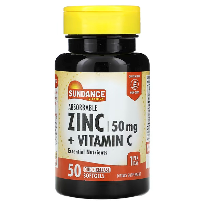 Цинк + Витамин С Sundance Vitamins Absorbable Zinc + Vitamin C, 50 Quick Release Softgels Луцк - изображение 1