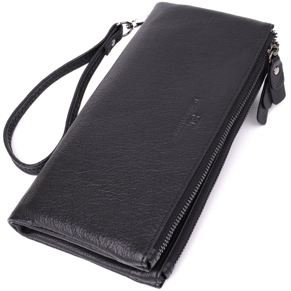 Практичный кожаный кошелек на три отделения Черный (ST Leather) Киев - изображение 5