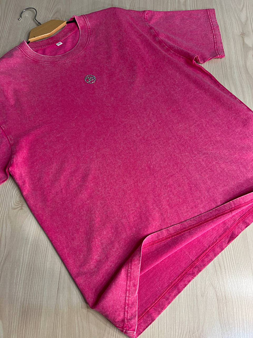 Футболка женская A-N 26089 тай-дай оверсайз с камнями буква B, розовый, one size Киев - изображение 11