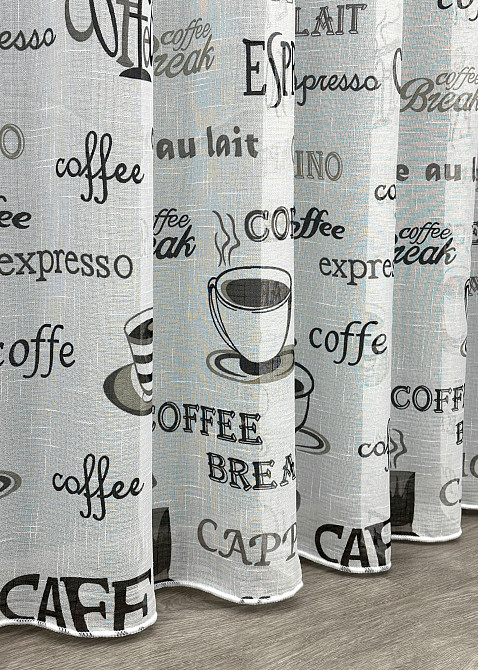 Тюль лен с принтом цвет белый с черным 1791т Киев - изображение 6