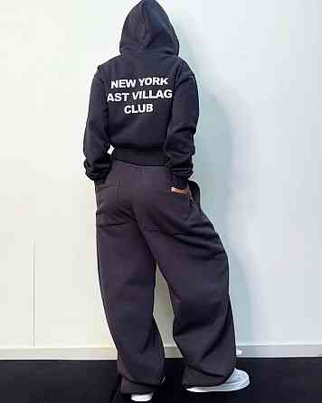 Женский теплый стильный костюм двойка: укороченное худи и штаны трехнитка на флисе Одесса