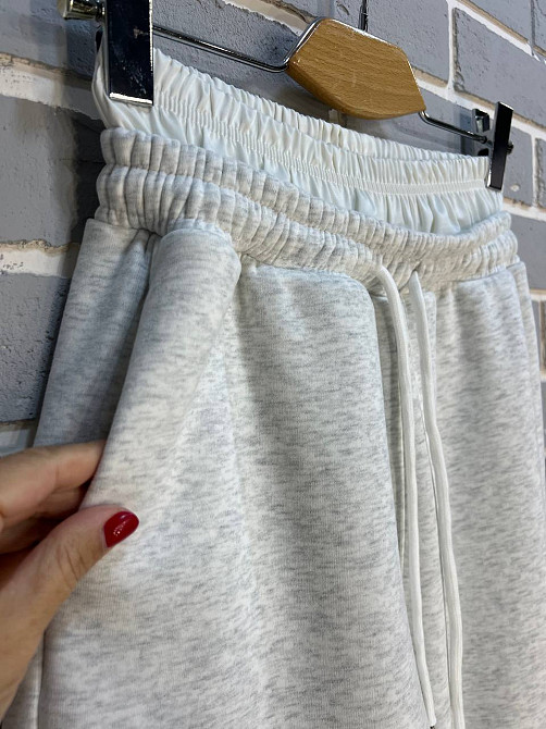 Штаны женские W 6632 спортивные джоггеры утепленные двойная белая резинка на талии светло серые, светло-серый, M Киев - изображение 4