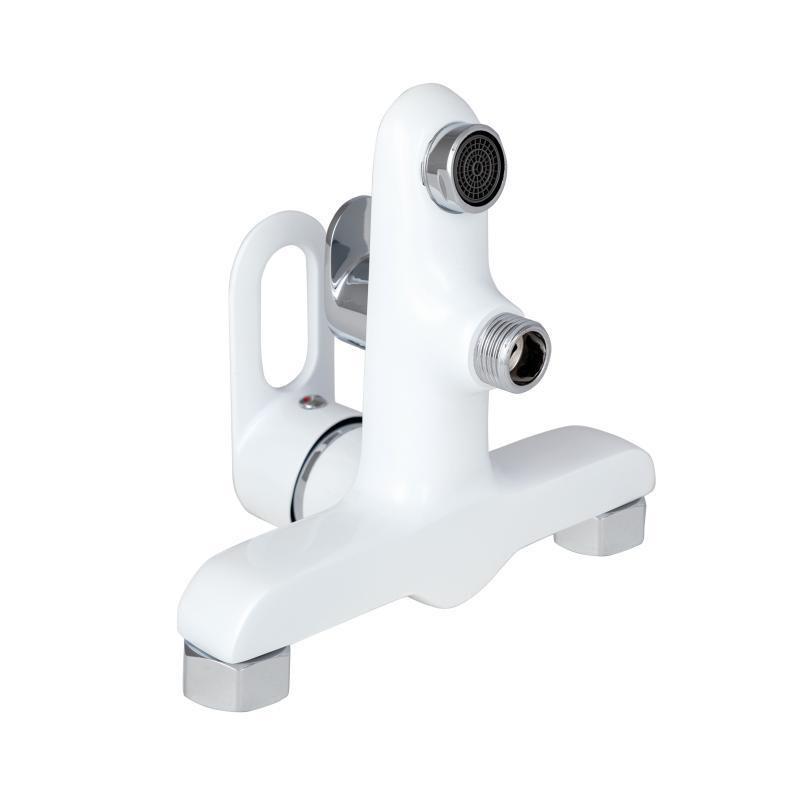 Змішувач для ванни з душовим гарнітуром Lidz Latwa 006 білий/хром Київ - фото 3