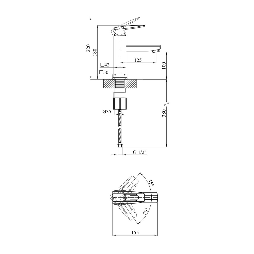 Змішувач для раковини Kroner KRM Kante - C010 Київ - фото 2