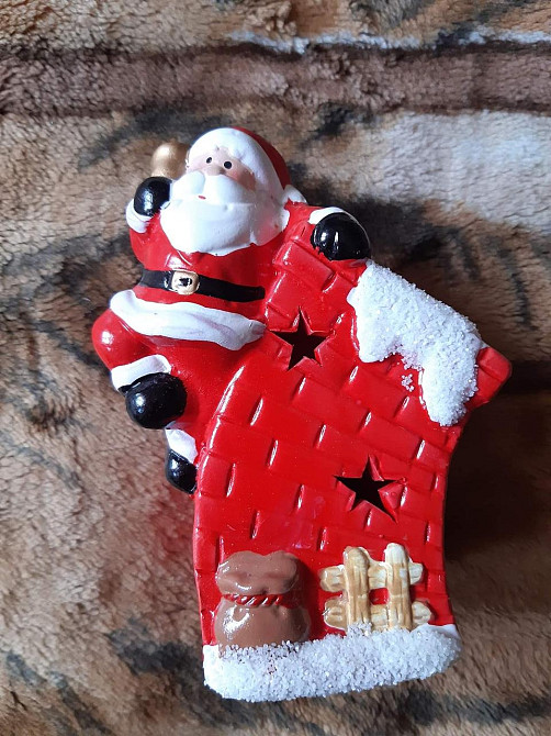 Новорічний підсвічник Санта на трубе 145 на 106 мм різнобарвний Київ - фото 1